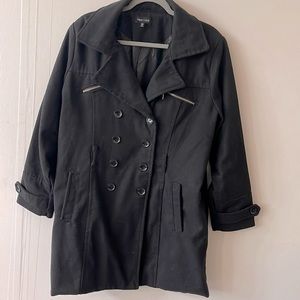 New Look 2X Black Pea Coat 40% Wool Plus Size